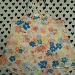 Sheer floral tank top